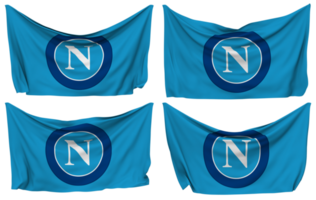 Societa Sportiva Calcio Napoli, SSC Napoli Pinned Flag from Corners, Isolated with Different Waving Variations, 3D Rendering png