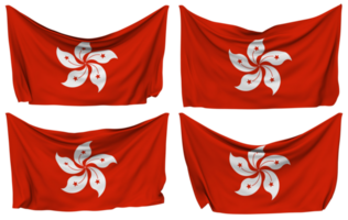 Hong kong festgesteckt Flagge von Ecken, isoliert mit anders winken Variationen, 3d Rendern png