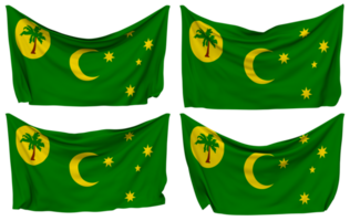 Territory of Cocos Islands, Keeling Islands Pined Flag from Corners, Isolated with Different Waving Variations, 3D Rendering png