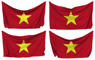 Vietnam Pinned Flag from Corners, Isolated with Different Waving Variations, 3D Rendering png