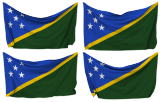 Solomon Inseln festgesteckt Flagge von Ecken, isoliert mit anders winken Variationen, 3d Rendern png