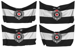 Fudbalski klub Partizan Pinned Flag from Corners, Isolated with Different Waving Variations, 3D Rendering png