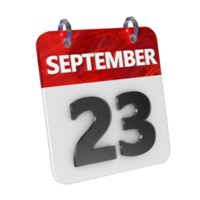 September 23 Date 3D Icon Isolated, Shiny and Glossy 3D Rendering, Month Date Day Name, Schedule, History png