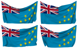 Tuvalu Pinned Flag from Corners, Isolated with Different Waving Variations, 3D Rendering png