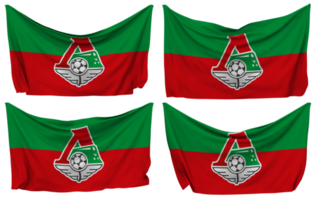 FC Lokomotiv Moscow Pinned Flag from Corners, Isolated with Different Waving Variations, 3D Rendering png