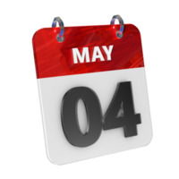 May 4 Date 3D Icon Isolated, Shiny and Glossy 3D Rendering, Month Date Day Name, Schedule, History png