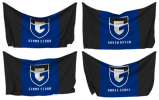 gamba Osaka futebol clube fixado bandeira a partir de cantos, isolado com diferente acenando variações, 3d Renderização png