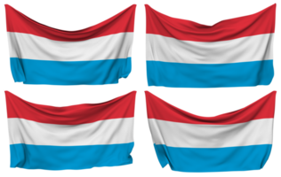 Luxembourg Pinned Flag from Corners, Isolated with Different Waving Variations, 3D Rendering png