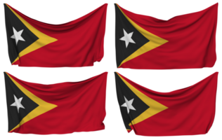 East Timor Pinned Flag from Corners, Isolated with Different Waving Variations, 3D Rendering png