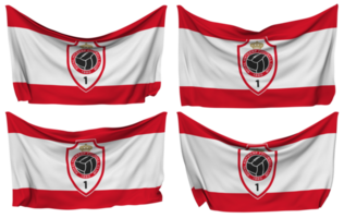 real Amberes fútbol americano club clavado bandera desde esquinas, aislado con diferente ondulación variaciones, 3d representación png