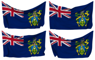 Pitcairn Inseln festgesteckt Flagge von Ecken, isoliert mit anders winken Variationen, 3d Rendern png