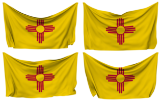 State of New Mexico Pinned Flag from Corners, Isolated with Different Waving Variations, 3D Rendering png