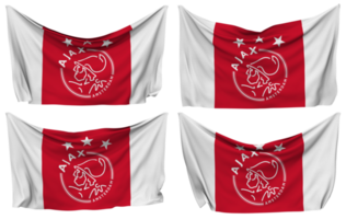 Amsterdamsche Football Club Ajax, AFC Ajax, Ajax Amsterdam Football Club Pinned Flag from Corners, Isolated with Different Waving Variations, 3D Rendering png