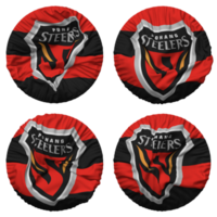 Pohang Steelers Football Flag in Round Shape Isolated with Four Different Waving Style, Bump Texture, 3D Rendering png