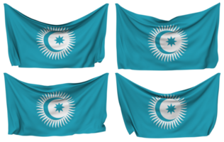 Organization of Turkic States, OTS Pinned Flag from Corners, Isolated with Different Waving Variations, 3D Rendering png