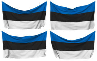 Estland vastgemaakt vlag van hoeken, geïsoleerd met verschillend golvend variaties, 3d renderen png