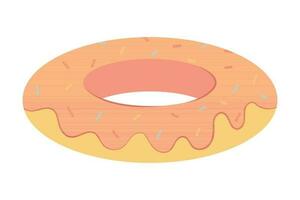 Rubber ring for the summer pool with a donut pattern. Swimming rings on a white background. Inflatable rubber toy for water and beach. Vector stock illustration.