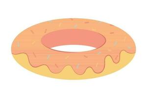 Rubber ring for the summer pool with a donut pattern. Swimming rings on a white background. Inflatable rubber toy for water and beach. Vector stock illustration.