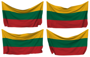 Lithuania Pinned Flag from Corners, Isolated with Different Waving Variations, 3D Rendering png