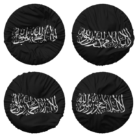 shahadah islamic flagga i runda form isolerat med fyra annorlunda vinka stil, stöta textur, 3d tolkning png