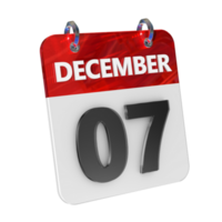 December 7 Date 3D Icon Isolated, Shiny and Glossy 3D Rendering, Month Date Day Name, Schedule, History png