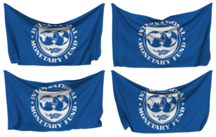 internationell monetär fond, imf fästs flagga från hörn, isolerat med annorlunda vinka variationer, 3d tolkning png