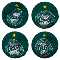 coritiba fot boll klubb flagga i runda form isolerat med fyra annorlunda vinka stil, stöta textur, 3d tolkning png