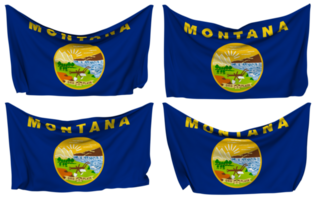 State of Montana Pinned Flag from Corners, Isolated with Different Waving Variations, 3D Rendering png