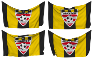 FC Shakhtyor Soligorsk Pinned Flag from Corners, Isolated with Different Waving Variations, 3D Rendering png