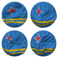 Aruba Flag in Round Shape Isolated with Four Different Waving Style, Bump Texture, 3D Rendering png