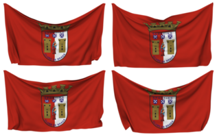 Sporting Clube de Braga, Sporting de Braga, SC Braga Pinned Flag from Corners, Isolated with Different Waving Variations, 3D Rendering png