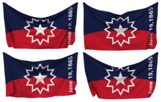 Juneteenth Pinned Flag from Corners, Isolated with Different Waving Variations, 3D Rendering png