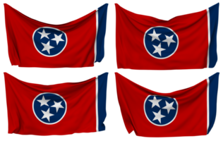 Estado do Tennessee fixado bandeira a partir de cantos, isolado com diferente acenando variações, 3d Renderização png