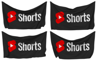 YouTube Short Pinned Flag from Corners, Isolated with Different Waving Variations, 3D Rendering png