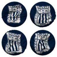 klubb alianza lima flagga i runda form isolerat med fyra annorlunda vinka stil, stöta textur, 3d tolkning png