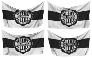 Club Olimpia Pinned Flag from Corners, Isolated with Different Waving Variations, 3D Rendering png