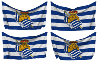 echt sociedad Amerikaans voetbal club vastgemaakt vlag van hoeken, geïsoleerd met verschillend golvend variaties, 3d renderen png