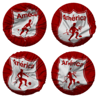 Amerika de cali sa Fußball Verein Flagge im runden gestalten isoliert mit vier anders winken Stil, stoßen Textur, 3d Rendern png