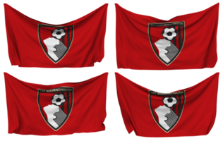 AFC Bournemouth, Boscombe Athletic Football Club Pinned Flag from Corners, Isolated with Different Waving Variations, 3D Rendering png