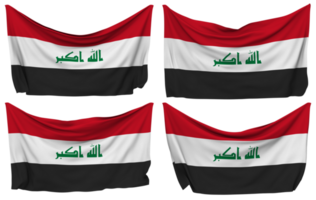 Iraq Pinned Flag from Corners, Isolated with Different Waving Variations, 3D Rendering png