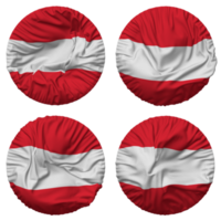 Austria Flag in Round Shape Isolated with Four Different Waving Style, Bump Texture, 3D Rendering png