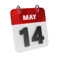 May 14 Date 3D Icon Isolated, Shiny and Glossy 3D Rendering, Month Date Day Name, Schedule, History png