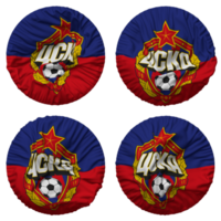 CSKA Moscow Flag in Round Shape Isolated with Four Different Waving Style, Bump Texture, 3D Rendering png