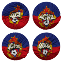 cska Moscou drapeau dans rond forme isolé avec quatre différent agitant style, bosse texture, 3d le rendu png