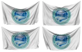 Shanghai Cooperation Organisation, SCO Pinned Flag from Corners, Isolated with Different Waving Variations, 3D Rendering png