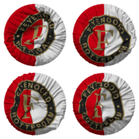 feyenoord rotterdam flagga i runda form isolerat med fyra annorlunda vinka stil, stöta textur, 3d tolkning png