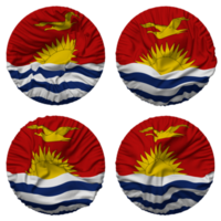 kiribati flagga i runda form isolerat med fyra annorlunda vinka stil, stöta textur, 3d tolkning png