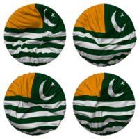 azad jammu und Kaschmir, ajk Flagge im runden gestalten isoliert mit vier anders winken Stil, stoßen Textur, 3d Rendern png