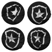 botafogo de futebol e régates drapeau dans rond forme isolé avec quatre différent agitant style, bosse texture, 3d le rendu png