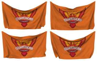 Sunrisers Hyderabad, SRH Pinned Flag from Corners, Isolated with Different Waving Variations, 3D Rendering png